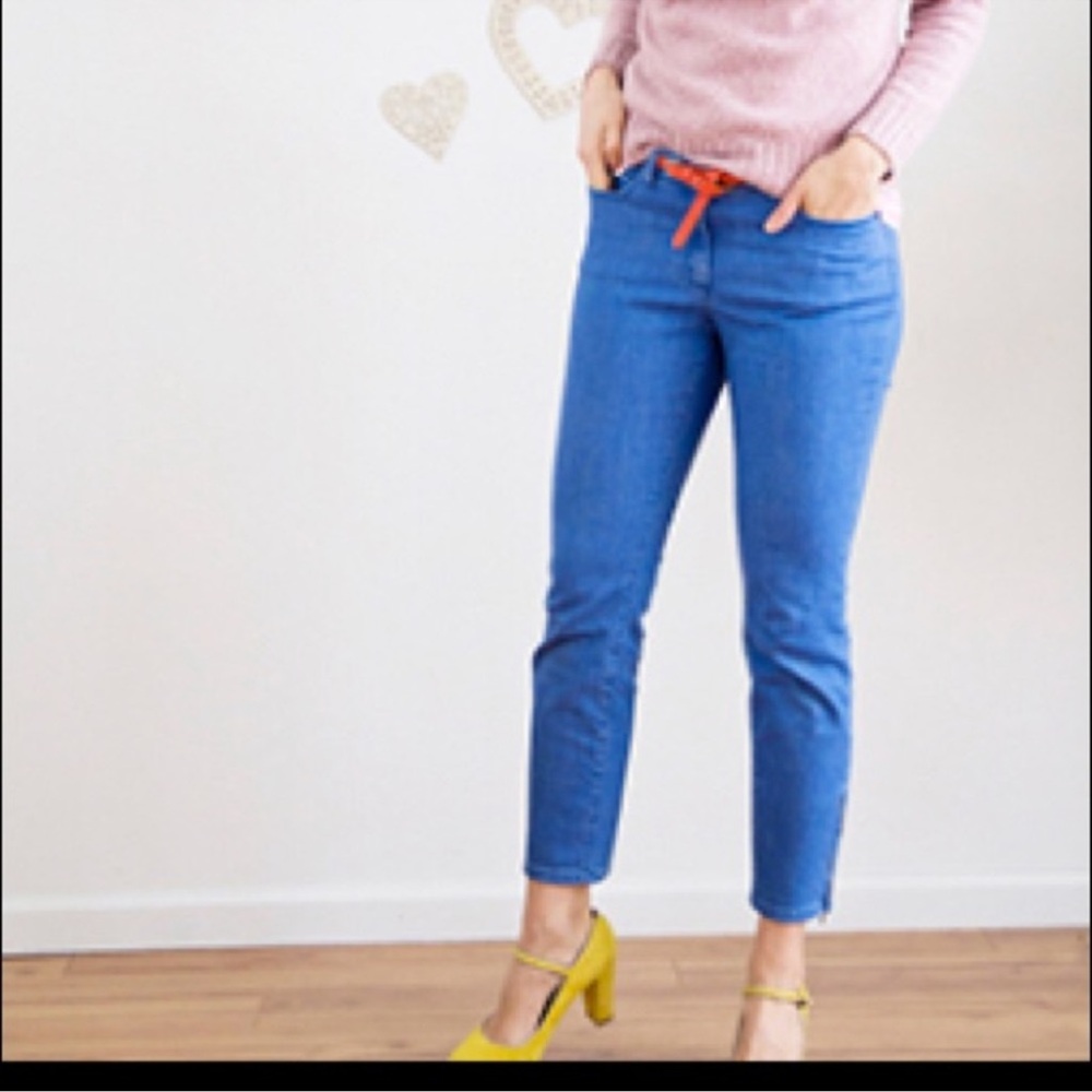 Boden Skinny Jeans with Ankle Zipper Detail in  Cobalt/Royal Blue